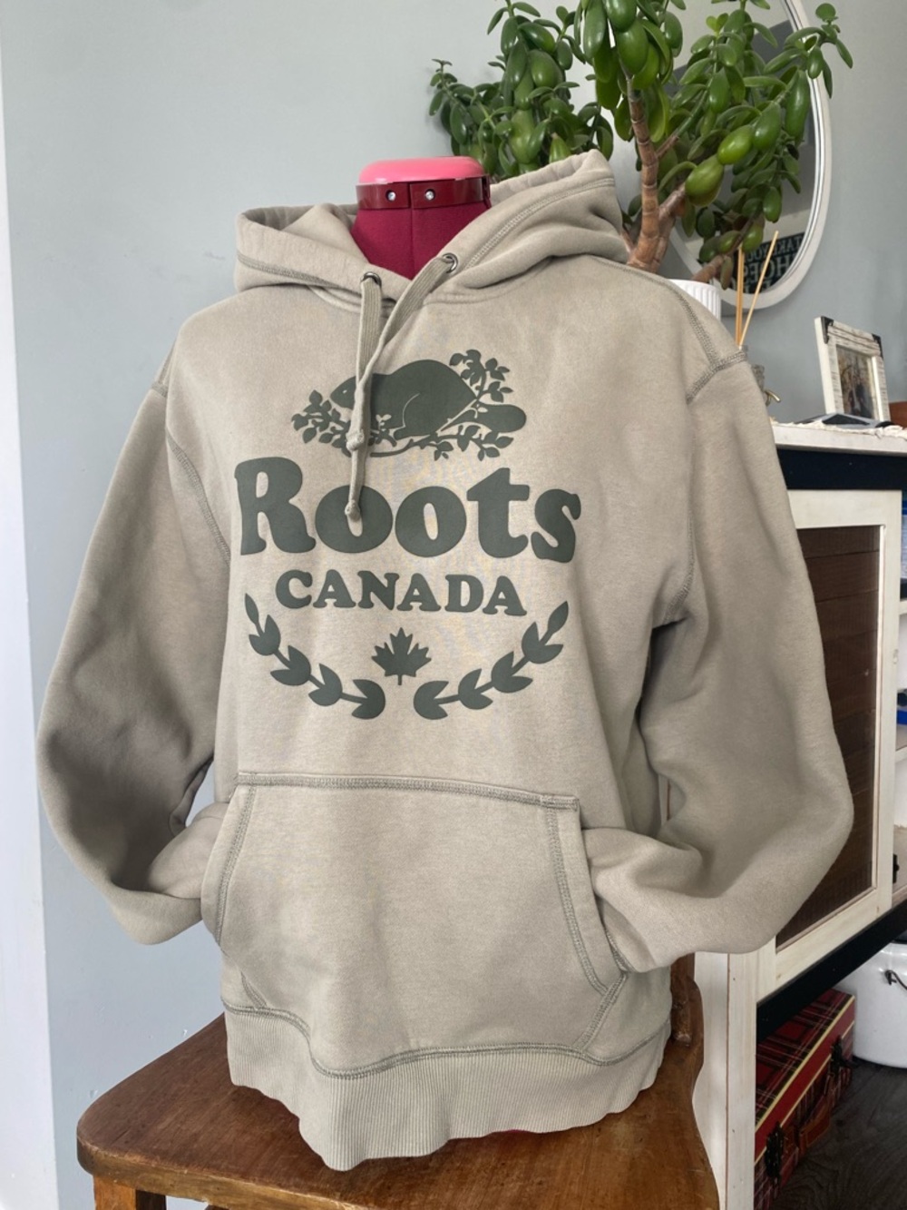 Roots Original Kanga Pullover Hoodie with Dark Green Logo
